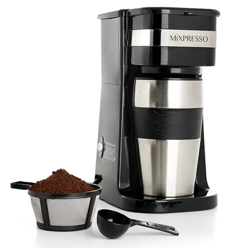 Mixpresso Single Serve Drip Maker with 14oz Travel Mug