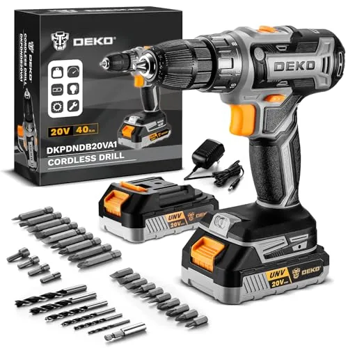 DEKOPRO 20V Cordless Drill with 30-Piece Accessory Kit
