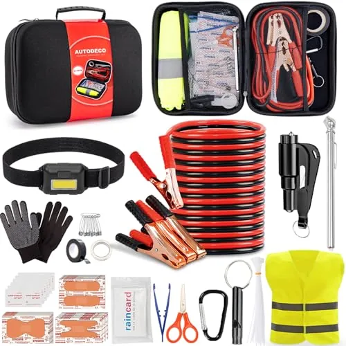 AUTODECO Portable Car Roadside Emergency Kit Black