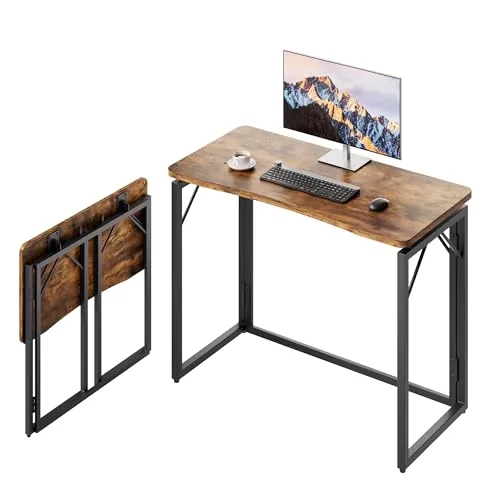 JOYMOOP 31.5in Folding Desk Rustic Brown No Assembly