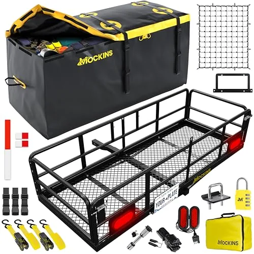 Mockins 60x24x14 High-Rail Hitch Cargo Carrier with Lights