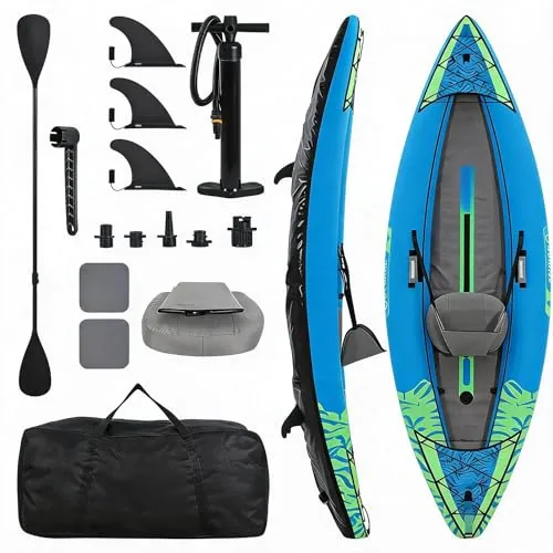 GarveeTech Inflatable Kayak 204kg Capacity 3-Fin Setup