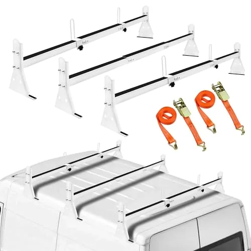 JY PERFORMANCE Van Roof Rack 800 Lb 3-Bar White