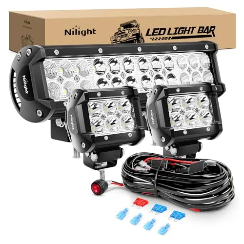 Nilight 72W LED Light Bar + 18W Pod Combo Kit
