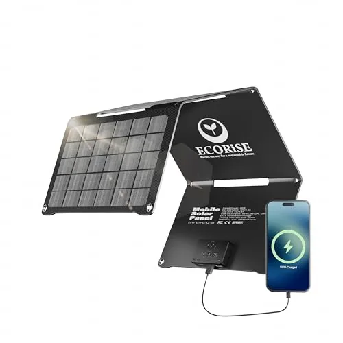 ECORiSE 28W Foldable Solar Charger USB-C Triple Output
