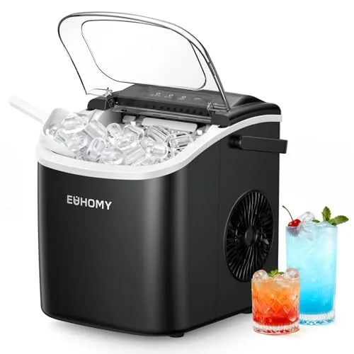 EUHOMY Countertop Ice Maker 26lb/day with Handle