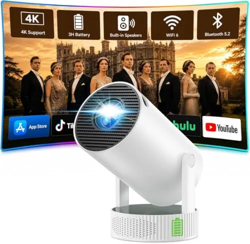 CAMWORLD Mini Projector WiFi 6 Bluetooth Battery