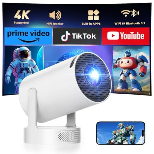 HOTPEAK Mini Projector 200 ANSI Lumens WiFi Bluetooth