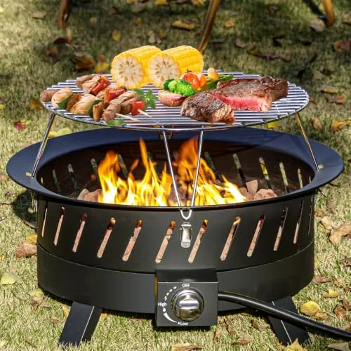 EcoNook 24in Portable Propane Fire Pit with Grill