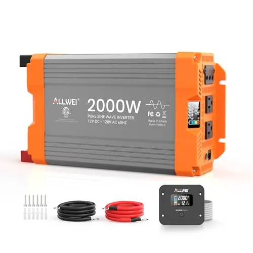 ALLWEI 2000W Pure Sine Wave Inverter 12V with Remote