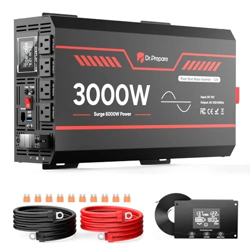 DR.PREPARE 3000W Pure Sine Wave Inverter with GFCI
