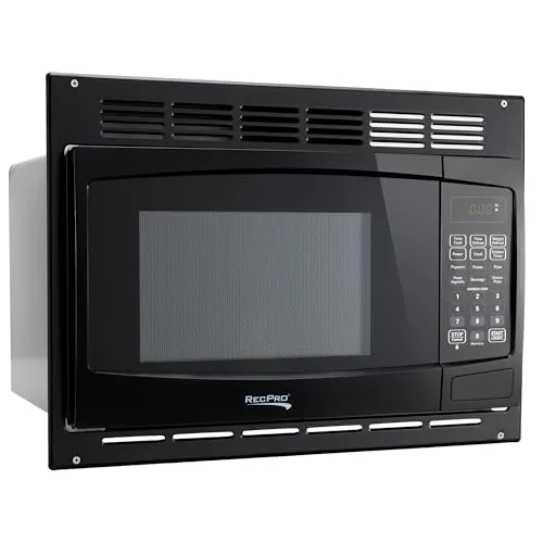 RecPro 1.0 Cu. Ft. RV Microwave with Trim Kit Black