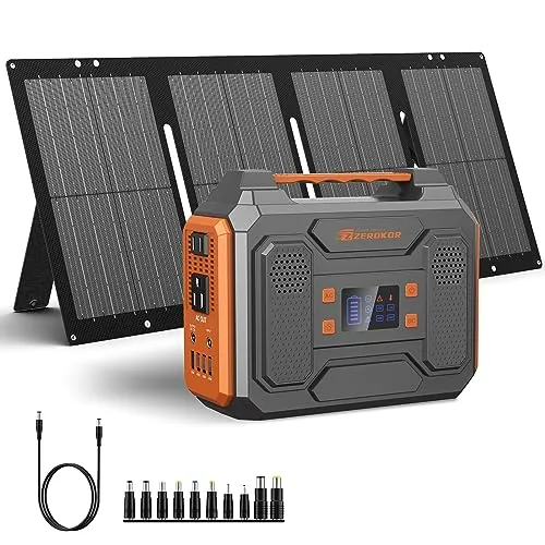 ZeroKor 300W Portable Power Station with 60W Solar Panel