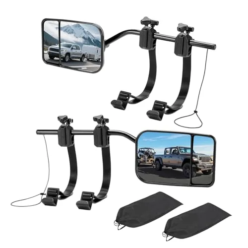 AXIMIRON Clip-On Tow Mirror Extenders Dual View 2-Pack
