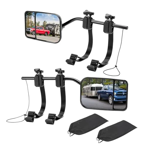 AXIMIRON Clip-On Towing Mirror Extenders Dual Convex 2-Pack
