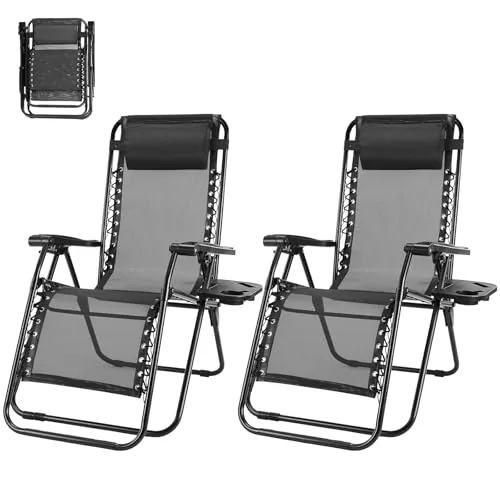 NEWBULIG Zero Gravity Recliner Set of 2 with Trays