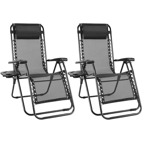 Sweetcrispy Zero Gravity Recliner Set of 2 with Cup Tray