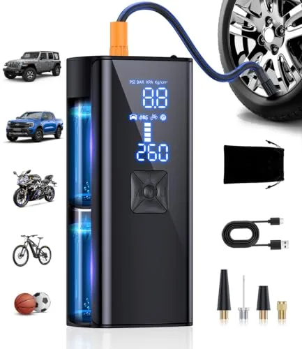 GJOSYOI Cordless Tire Inflator 150 PSI Dual LCD Display