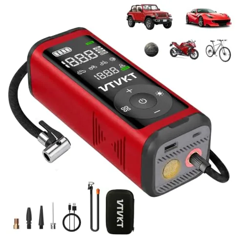 VTVKT 12000mAh Cordless Tire Inflator 150PSI Dual Cylinder